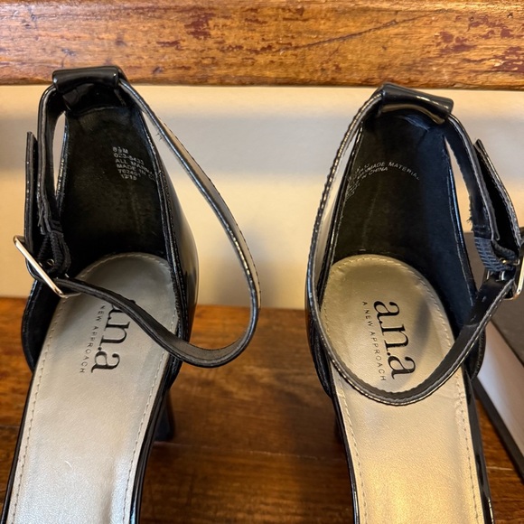 A.n.a. Black Patent Leather Open Toe Heels Sandals a New Approach Shoes - Picture 6 of 13